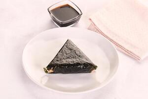 Japanese traditional onigiri with fish photo