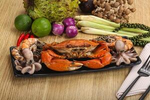 Luxury seafood mix - crab, prawn, octopus photo