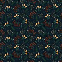 Garden flower, plants, botanical, seamless vector design for fashion, fabric, wallpaper and all prints on a dark background. Cute pattern in a small flower. Small colorful flowers.