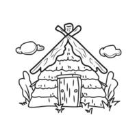 Line art The Hut doodle art vector