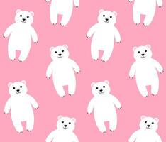 Vector seamless pattern of flat white polar bear