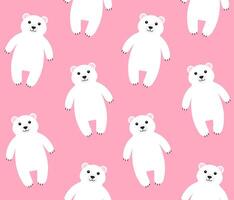 Vector seamless pattern of flat white polar bear