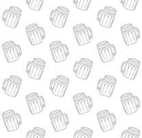 Vector seamless pattern of sketch beer glasses