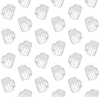 Vector seamless pattern of sketch beer glasses