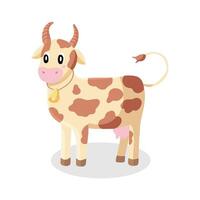 Illustration of a Cute Cartoon Cow With Brown Spots on a White Background vector