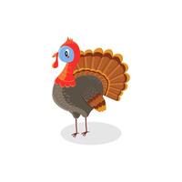 Colorful Cartoon Turkey Standing Alone on a Plain White Background vector