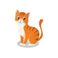 curioso naranja atigrado gato ilustrado en un llanura blanco antecedentes vector