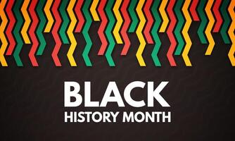 Black history month. Banner with zigzag in red, gold or yellow and green colors of the Pan-African flag on a dark background. African American history month celebration concept. Vector illustration