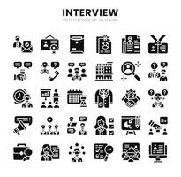 Interview Icons Bundle.  Glyph icons style. Vector illustration.