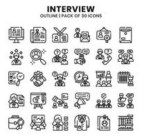 Interview Icons Bundle.  Outline icons style. Vector illustration.