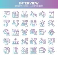 Interview Icons Bundle.  Gradient outline icons style. Vector illustration.