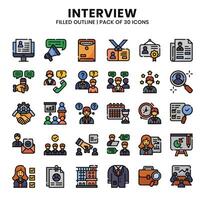 Interview Icons Bundle.  Filled outline icons style. Vector illustration.