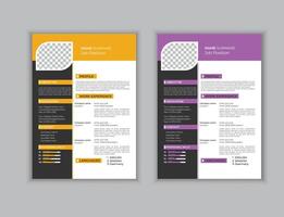 vector minimalist resume template with photo space. pro vector.