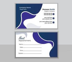 business Appointment card design template. double sided creative business card layout vector