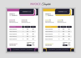 minimalist Creative  invoice template design. vector