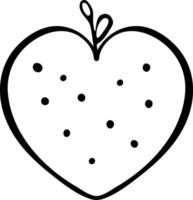 Simple Heart with Leaves and Dots Inside for Valentines Day Hand Drawn Illustration vector