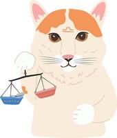 a cat holding a balance scale with a cat on it vector