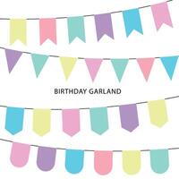 Collection of vector garland flags for birthday, baby shower, party designs.