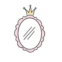 Princess crown mirror doodle frame vector