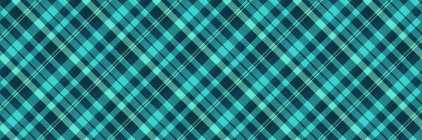 Kilt texture plaid pattern, stationary vector check seamless. Net textile fabric background tartan in cyan and teal colors.