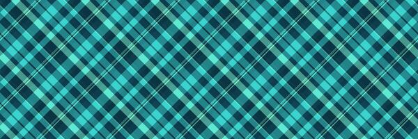 Kilt texture plaid pattern, stationary vector check seamless. Net textile fabric background tartan in cyan and teal colors.