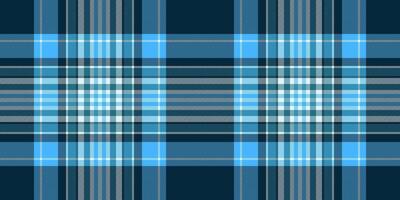 Wear textile pattern tartan, newborn check vector plaid. Detailed seamless fabric texture background in cyan and dark colors.