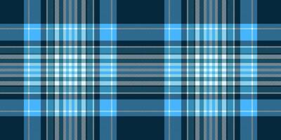 Wear textile pattern tartan, newborn check vector plaid. Detailed seamless fabric texture background in cyan and dark colors.