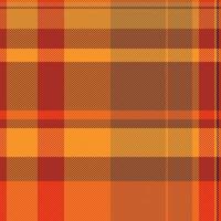 Minimalist check tartan texture, us background plaid fabric. Mixed pattern vector seamless textile in red and orange colors.