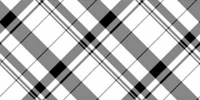 Contour fabric textile background, tidy seamless tartan plaid. Aged texture vector check pattern in white and black colors.