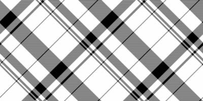 Contour fabric textile background, tidy seamless tartan plaid. Aged texture vector check pattern in white and black colors.