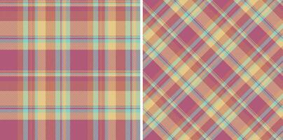 Background texture fabric of plaid pattern seamless with a tartan textile check vector. Set in retro colors for stylish duvet cover designs. vector