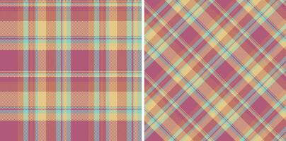 Background texture fabric of plaid pattern seamless with a tartan textile check vector. Set in retro colors for stylish duvet cover designs. vector