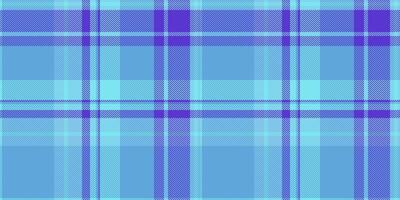 Turquoise background fabric seamless, customized textile texture pattern. Patterned check plaid vector tartan in cyan and indigo colors.