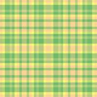 Invite texture plaid textile, cloth background vector pattern. Grunge seamless tartan fabric check in green and amber colors.