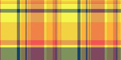 Graceful plaid textile seamless, 40s check texture background. T-shirt pattern fabric tartan vector in yellow and amber colors.