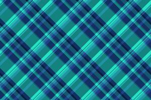 Coat vector texture background, smooth check plaid pattern. Winter tartan seamless fabric textile in teal and cyan colors.