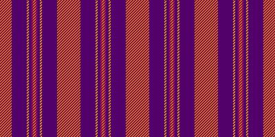 Deco fabric pattern background, grunge texture vector stripe. Geometric seamless textile vertical lines in purple and bright colors.