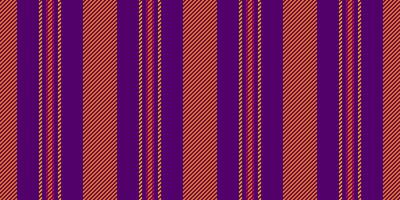 Deco fabric pattern background, grunge texture vector stripe. Geometric seamless textile vertical lines in purple and bright colors.