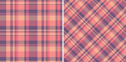 Tartan fabric textile of background check pattern with a texture plaid vector seamless. Set in warm colors in fashion outfits for women.