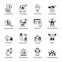 Trendy Linear Icons Depicting Customer Services vector