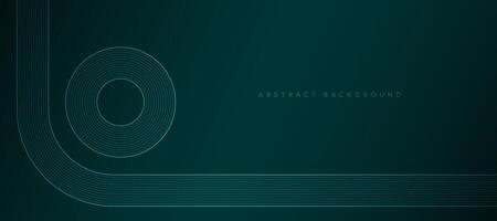 Geometric stripe line art design. Abstract glowing lines on dark green background. vector