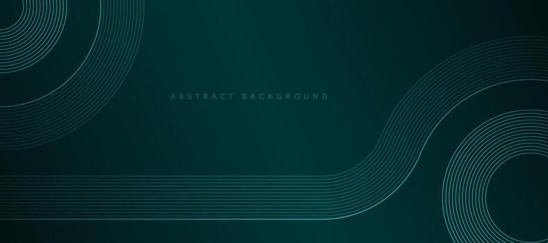 Geometric stripe line art design. Abstract glowing lines on dark green background. vector