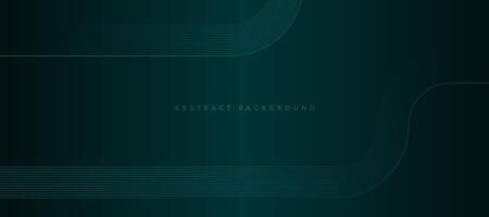 Geometric stripe line art design. Abstract glowing lines on dark green background. vector