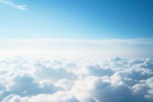 AI generated High nature view large white clouds on soft sky background in the morning, View of white cloudy on the plane. photo