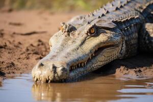 AI generated Nile Crocodile spotted on South African safari photo