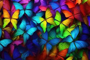 AI generated Multicolored Butterfly Patterns on Textured Background photo