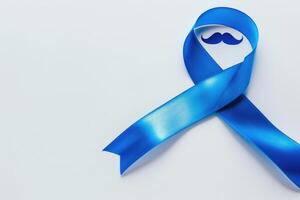 AI generated Blue ribbon mustache for mens health support. Ideal for healthcare and special occasions. photo