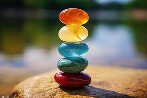 ai generado curación chakras con Siete piedras foto