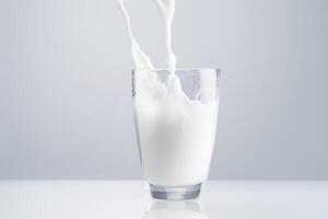 White milk on white background  a minimalist aesthetic. photo