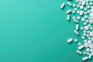 AI generated Pharmaceutical medicine on mint background. photo